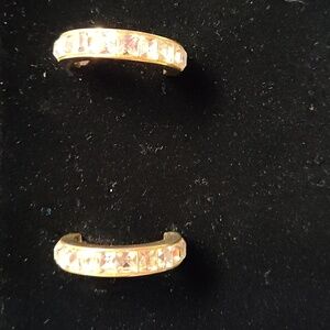 Vintage Goldtone and Clear Rhinestone Hoop Earrings